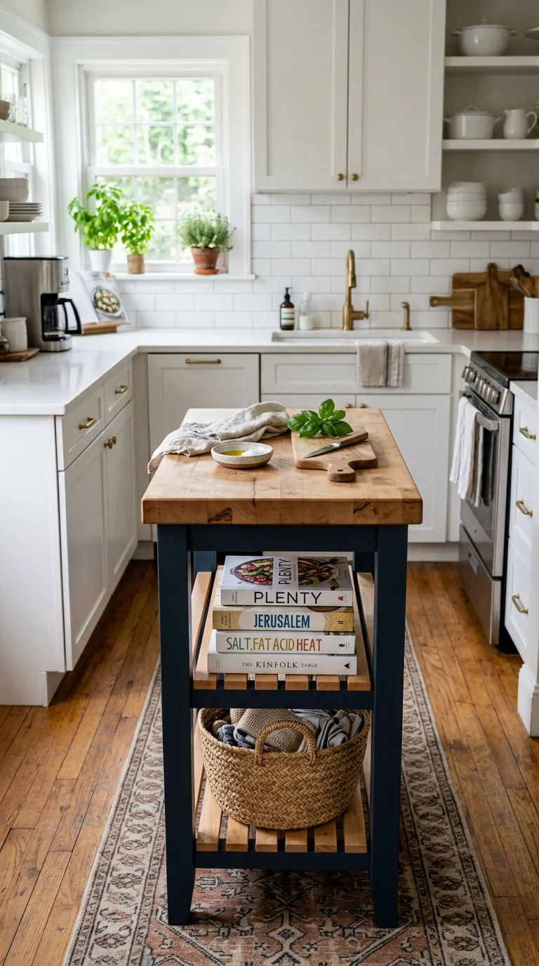 007 Tiny Kitchen Island A compact kitchen with a narro