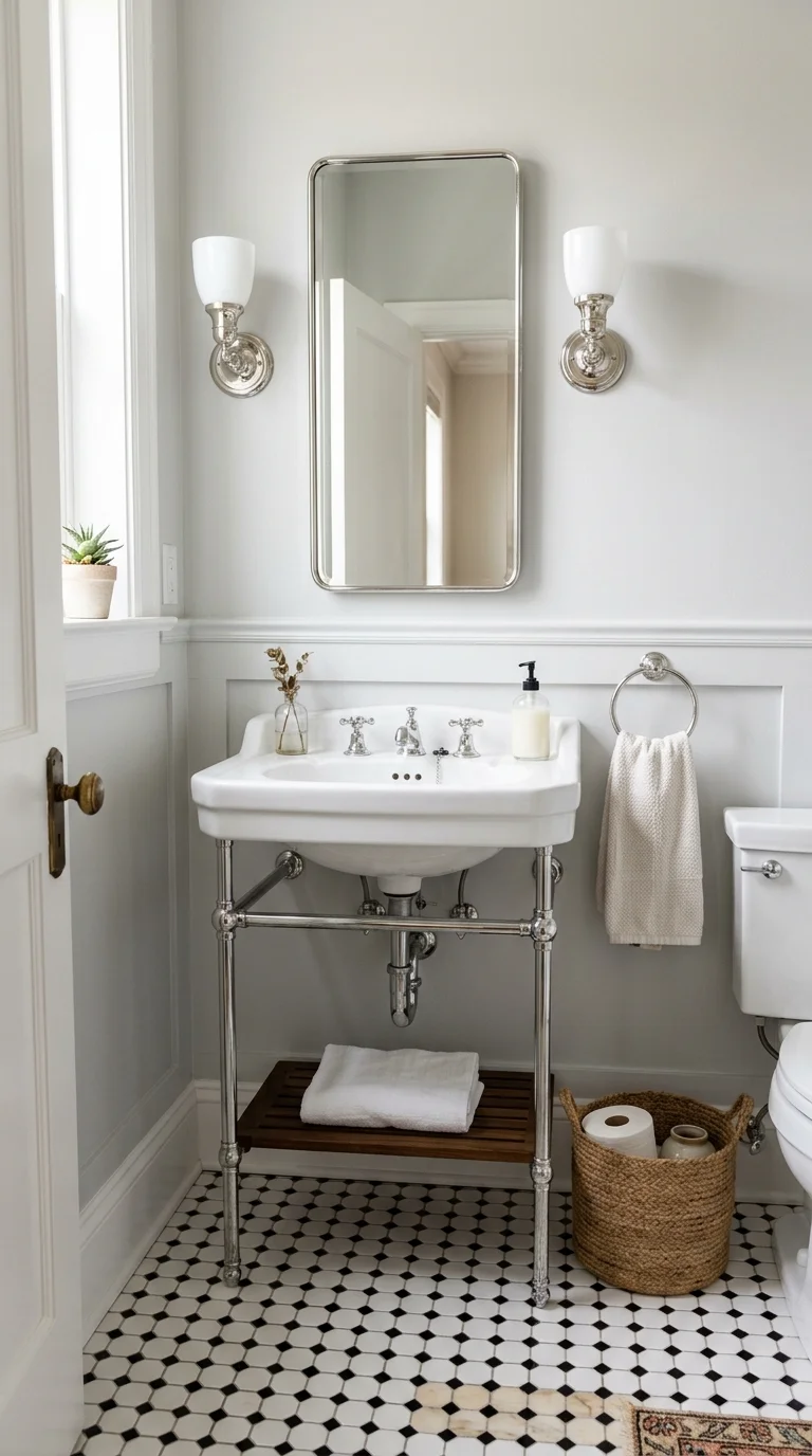 007 Vintage Console Sink A powder room with a white po