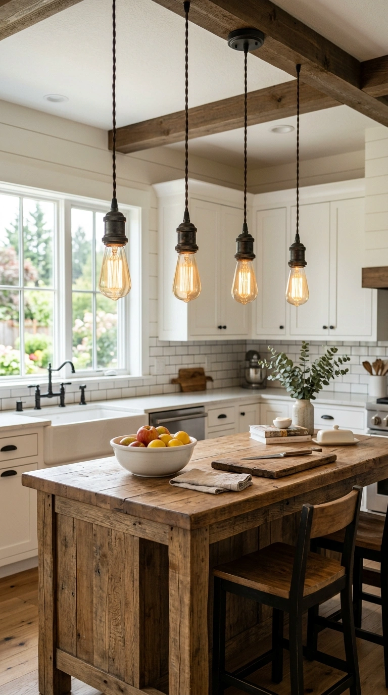 007 Vintage Lighting Fixtures A farmhouse kitchen isla