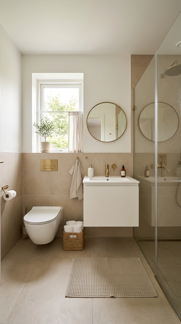 008 8 Light Tile Palette A small bathroom with large f