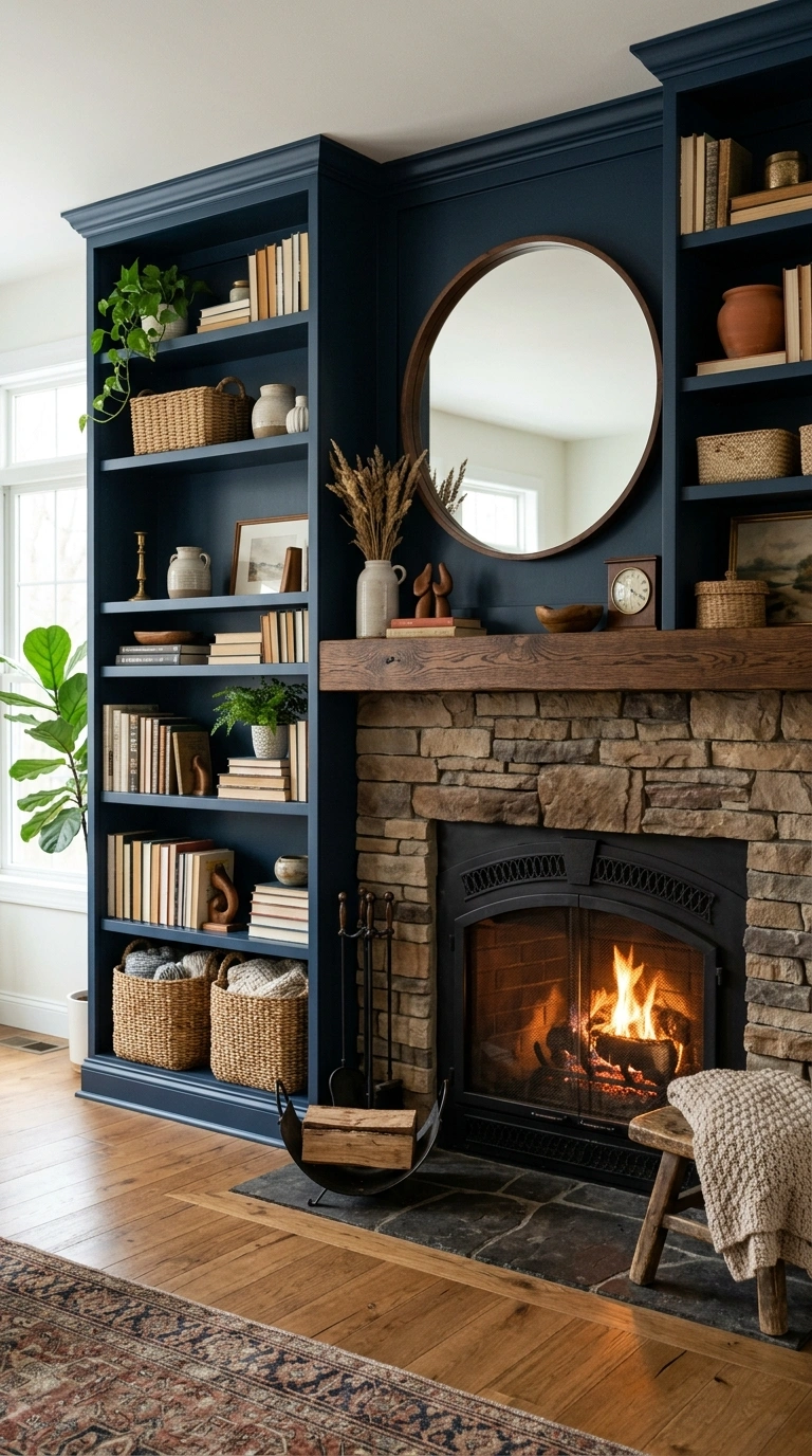 008 8 Navy Built In Shelves Built in shelving painted