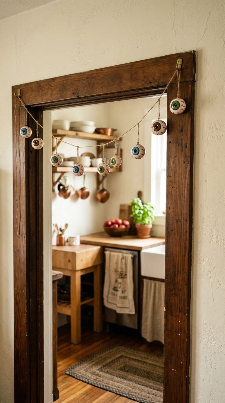 21 Dollar Tree Halloween DIY Ideas for a Spooky Home 9 008 8Eyeball Garland Display A string of small painted