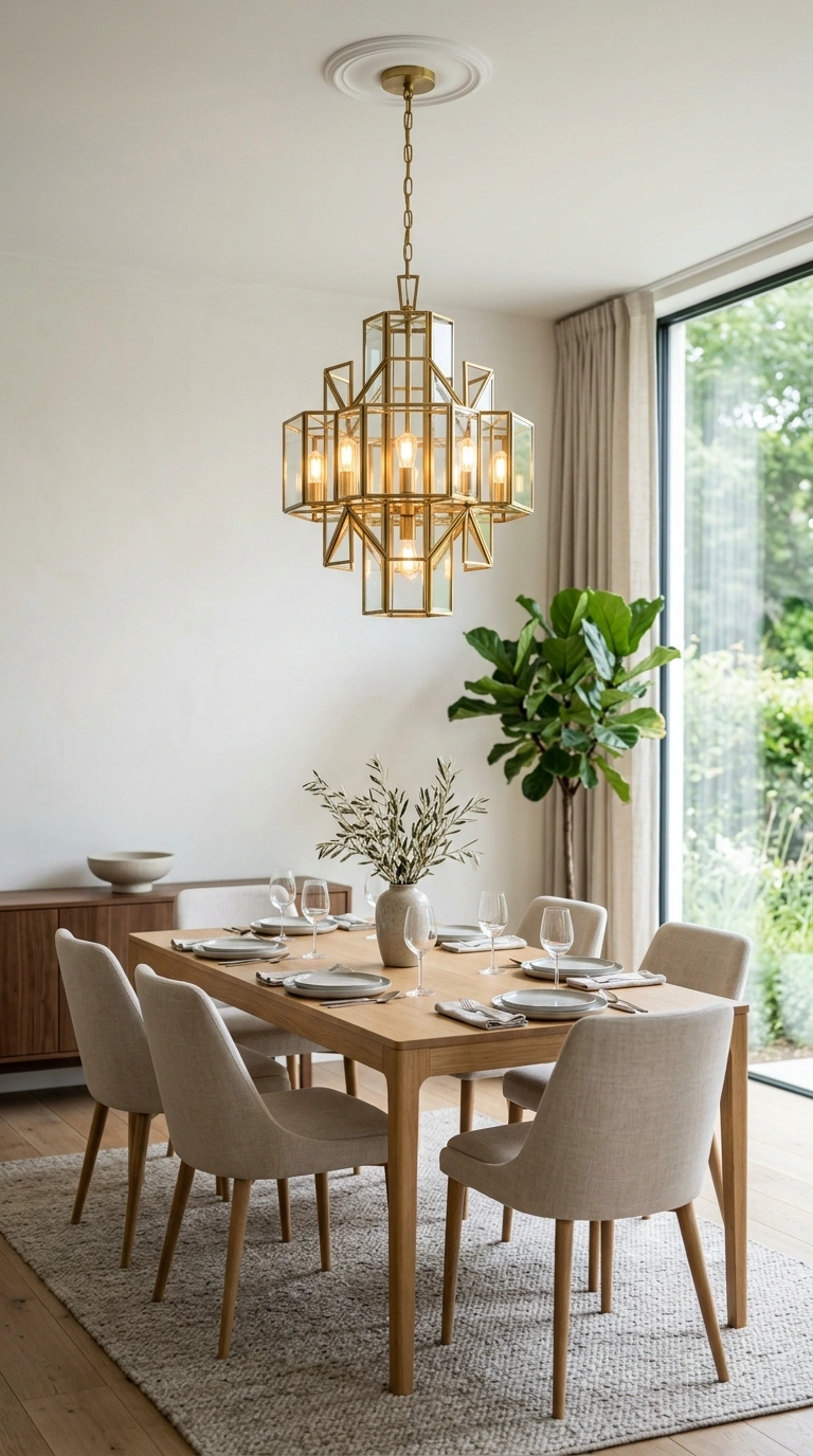 15 Modern Art Deco Home Decor Ideas for a Stylish Home 8 008 Art Deco Chandelier A dining room with a brass geo