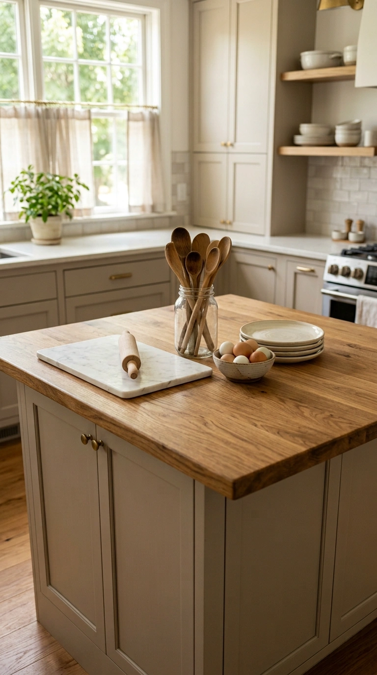 008 Butcher Block Counters A cashmere kitchen island w