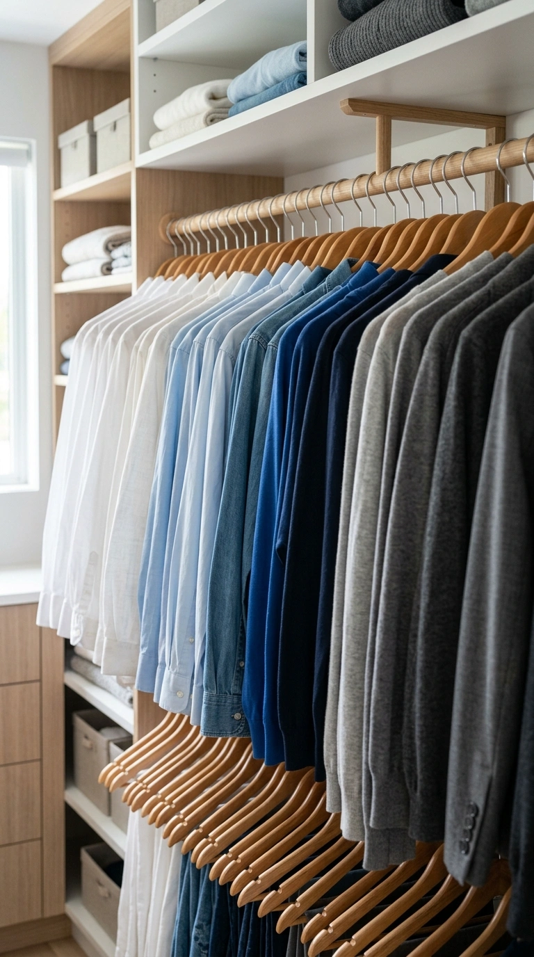 008 Color Coded Zones A closet hanging rod with clothe