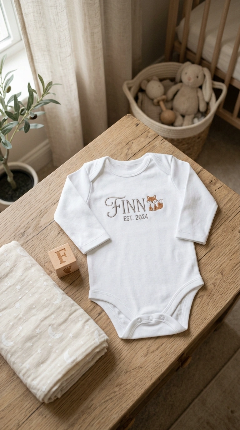 008 Custom Baby Onesies A soft nursery setting with a
