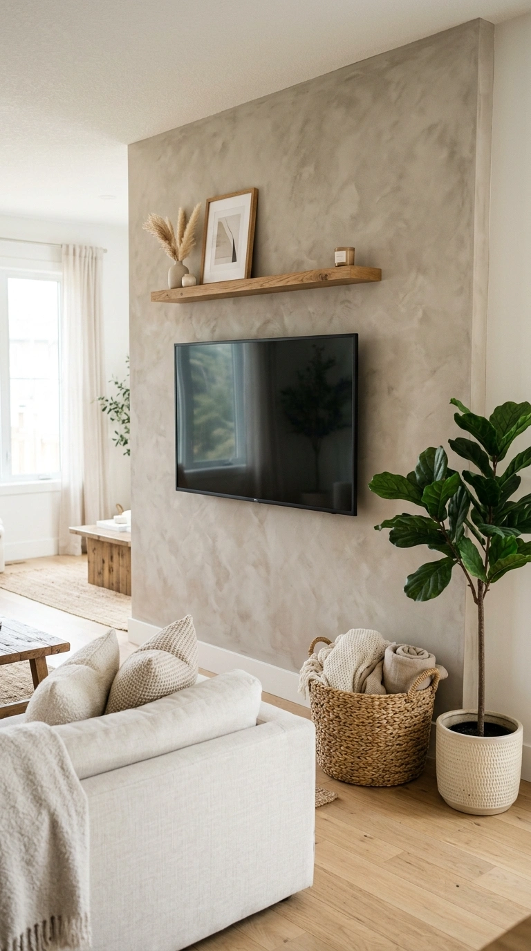 008 Limewash Accent Wall A warm greige limewash painte