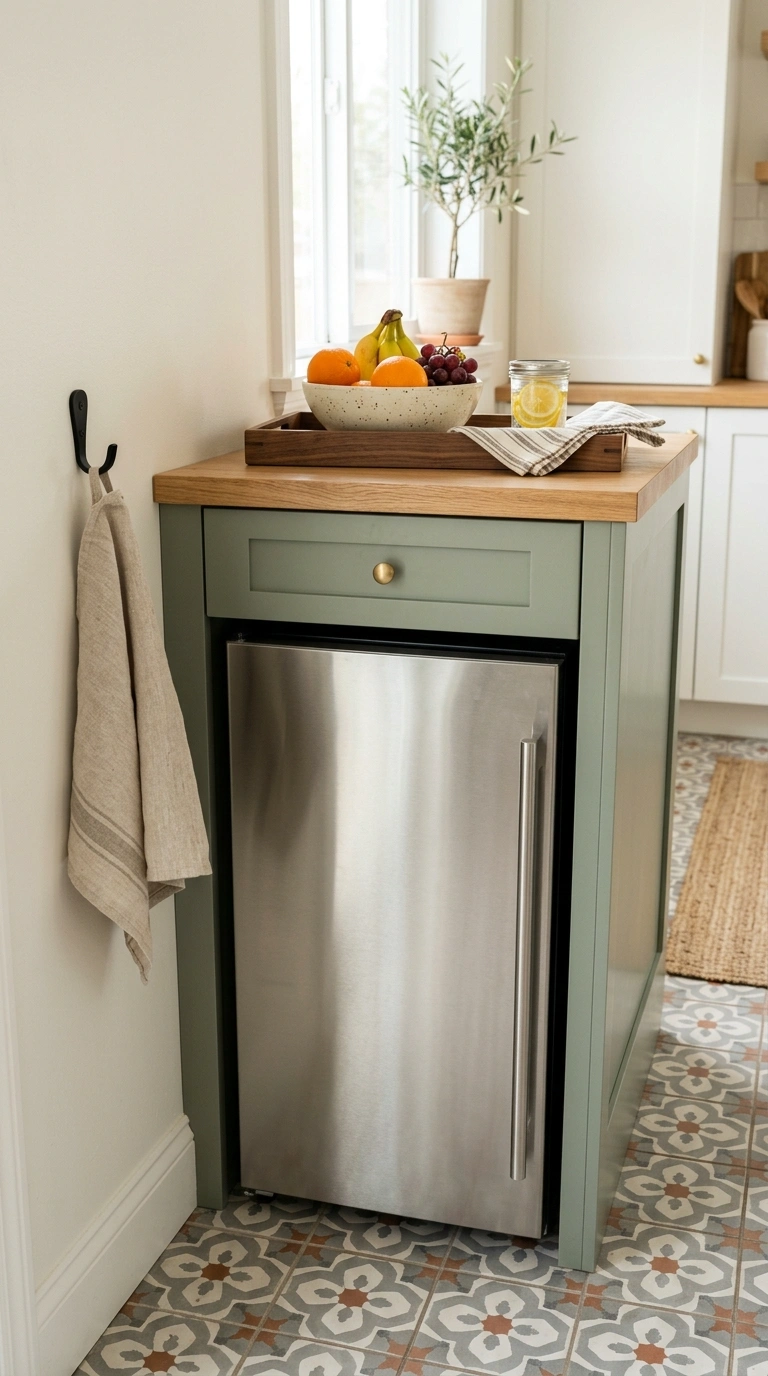 008 Mini Fridge Cabinet Nook A compact stainless mini