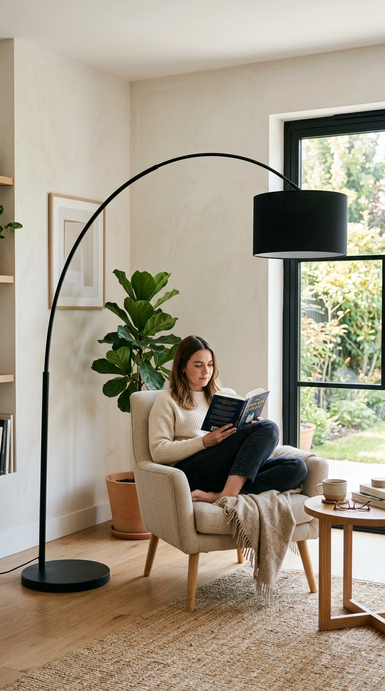 15 Stylish Living Room Trends for 2026 to Inspire Your Next Makeover 9 008 Sculptural Floor Lamp A living room corner with a