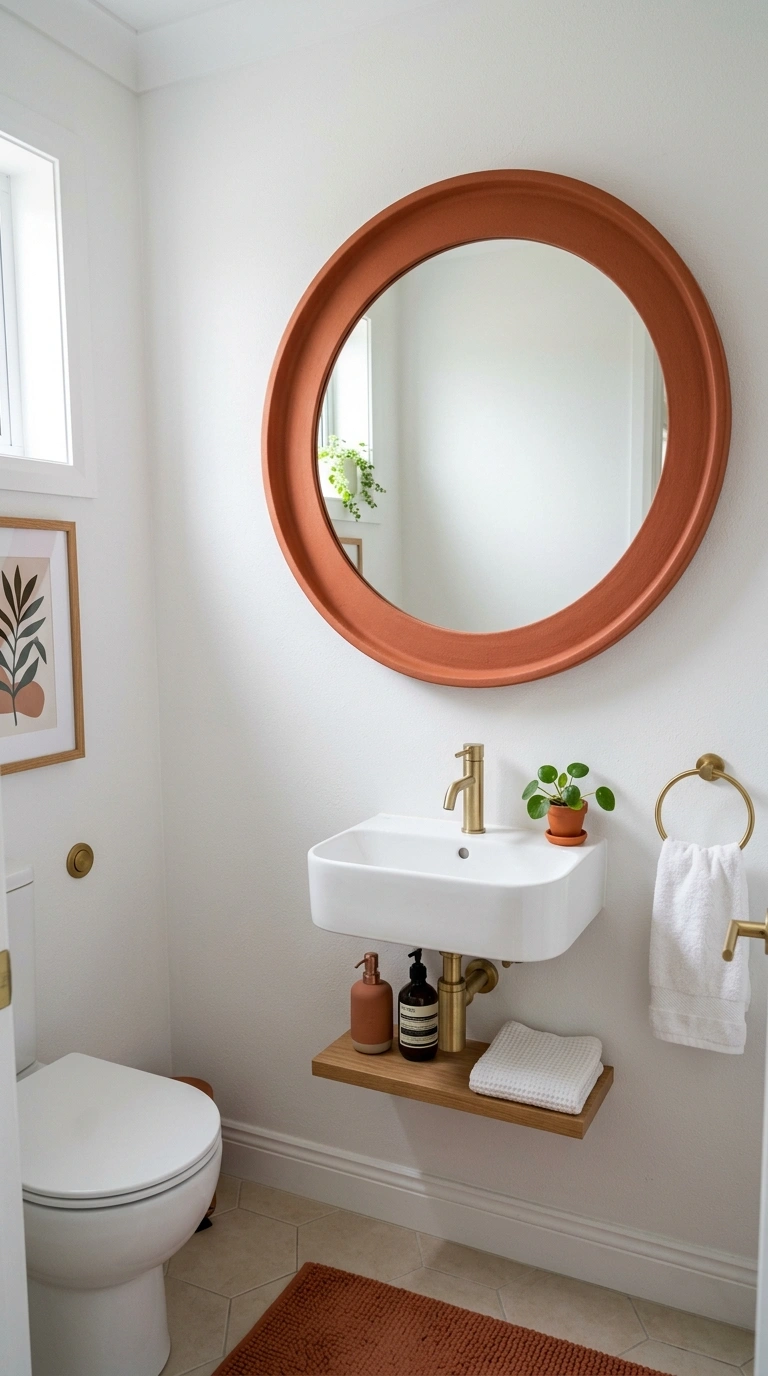 009 Bold Powder Room Mirror A small downstairs toilet