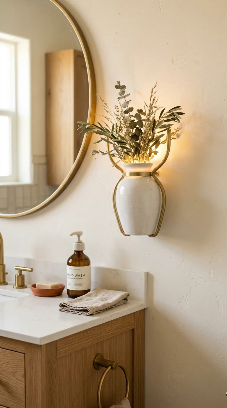 009 Ceramic Wall Sconce A white ceramic vase shaped wa