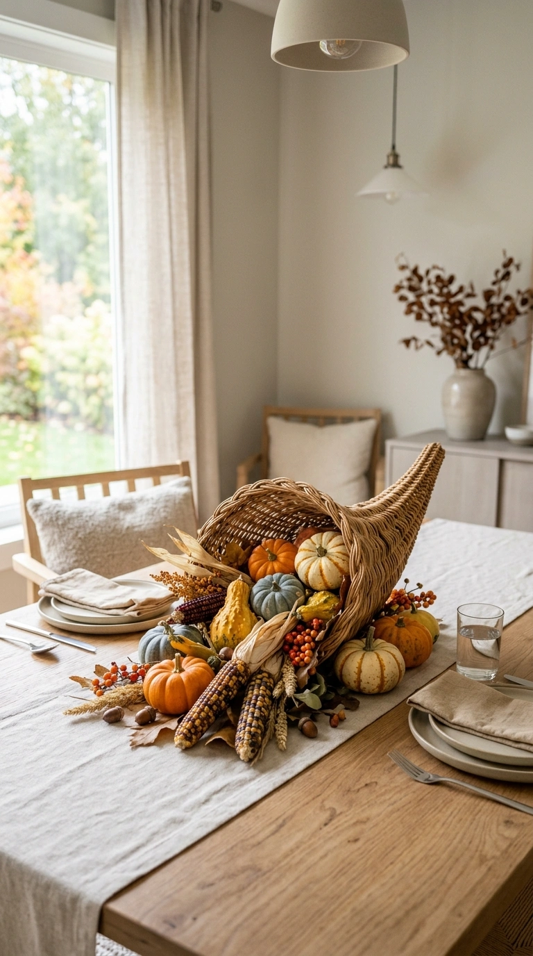 16 Beautiful Fall Basket Ideas to Add Seasonal Charm 10 009 Cornucopia Style Basket A dining table centerpiece