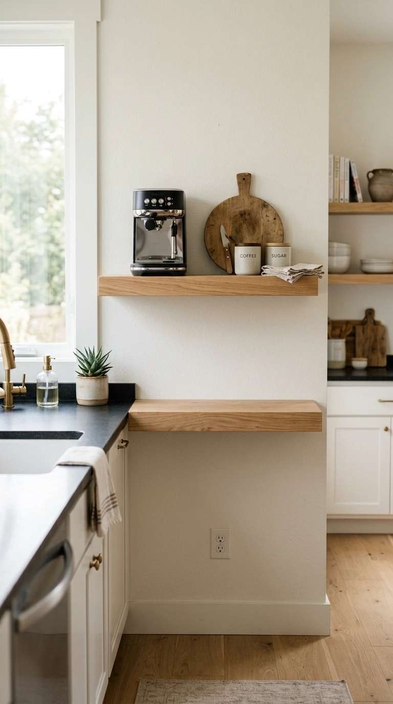 009 Floating Counter Extension A light wood floating c