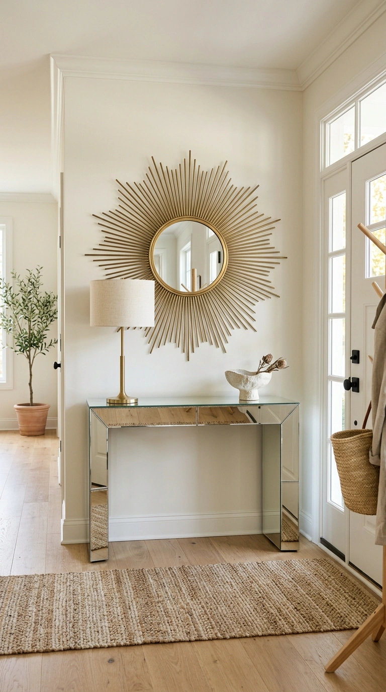 15 Modern Art Deco Home Decor Ideas for a Stylish Home 9 009 Mirrored Console Table An entryway with a mirrored