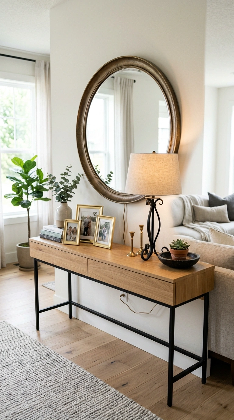 15 Stylish Living Room Trends for 2026 to Inspire Your Next Makeover 10 009 Mixed Metal Accents A living room console table st