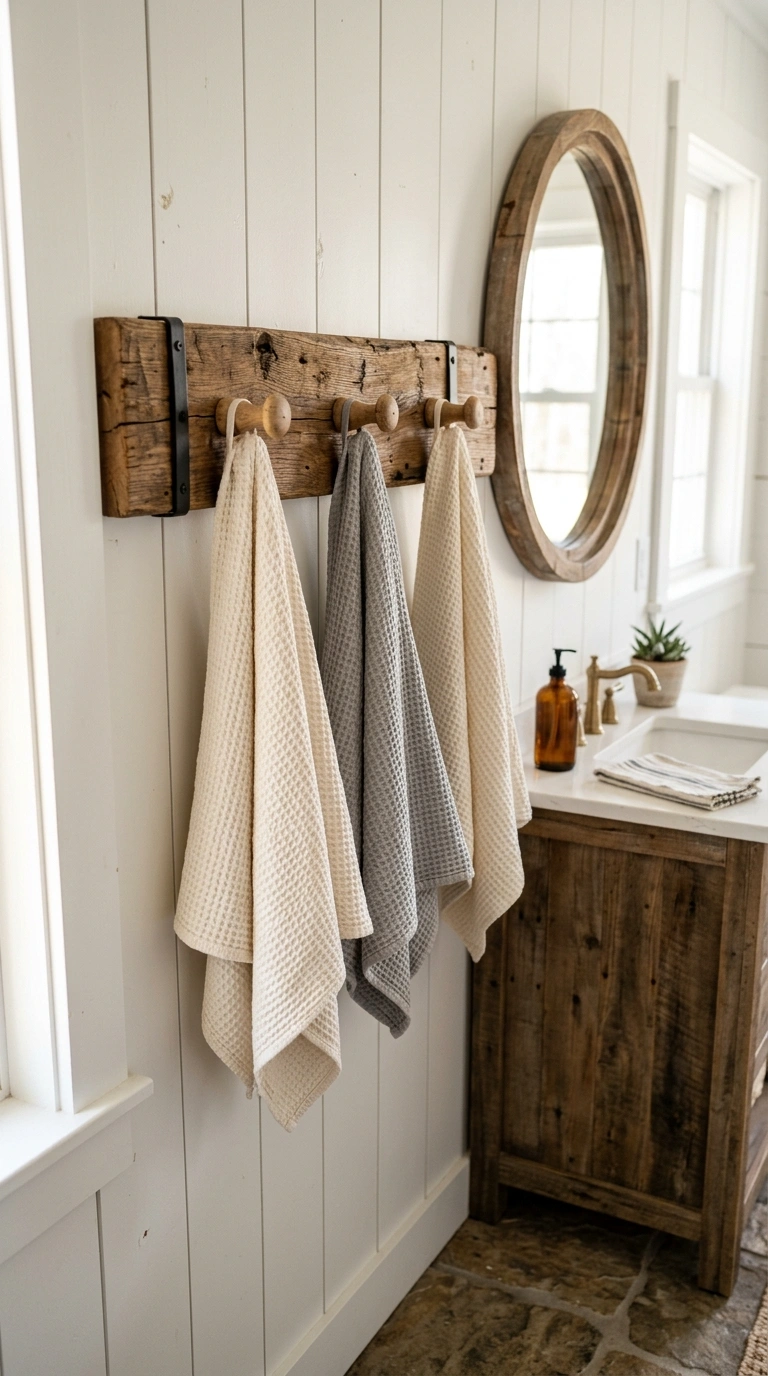 009 Rustic Wood Beam A reclaimed wood beam mounted hor