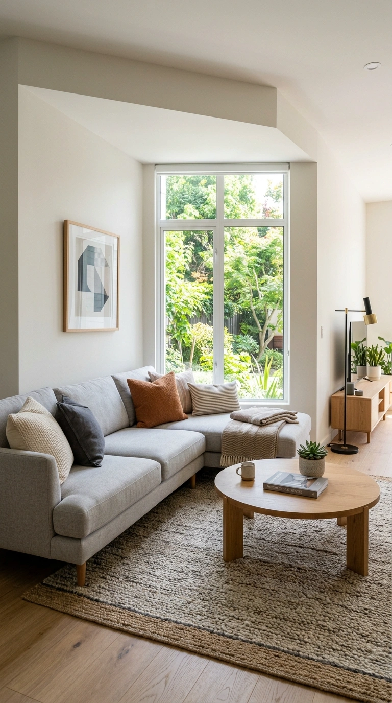 009 U Shaped Nook Fit A living room with an angled arc 1