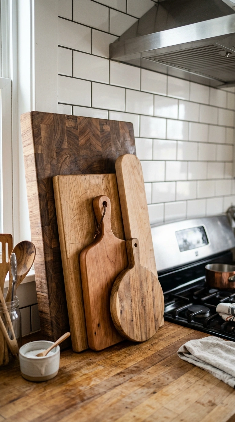 16 Gorgeous Fall Kitchen Ideas for a Warm and Cozy Home 10 009 Wood Cutting Boards Several wood cutting boards in