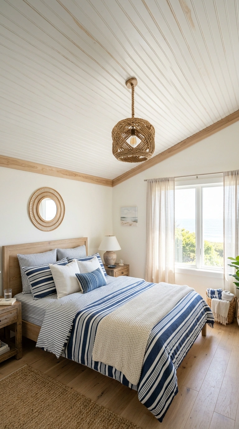 010 Coastal White Ceiling A coastal style bedroom with