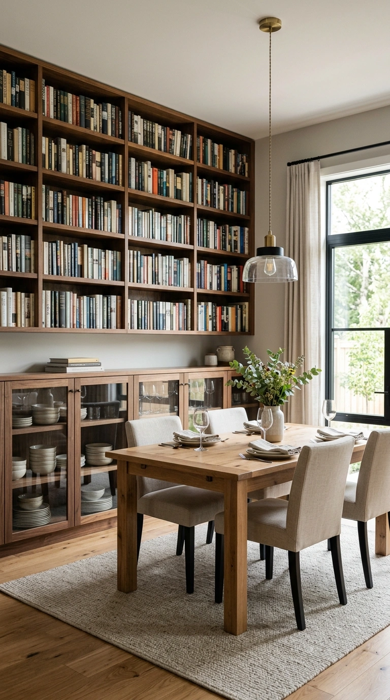 21 Small Home Library Ideas for Book Lovers 11 010 Dining Room Library A dining room with tall bookca