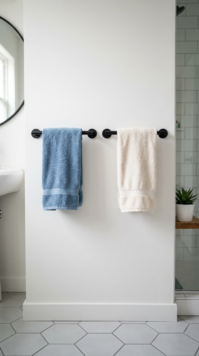 010 Double Bar Layer Two short matte black towel bars