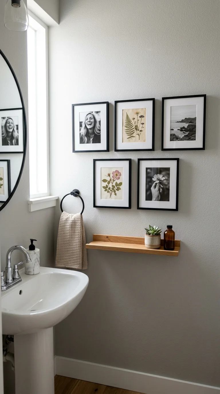 010 Mini Gallery Wall A powder room wall with five sma