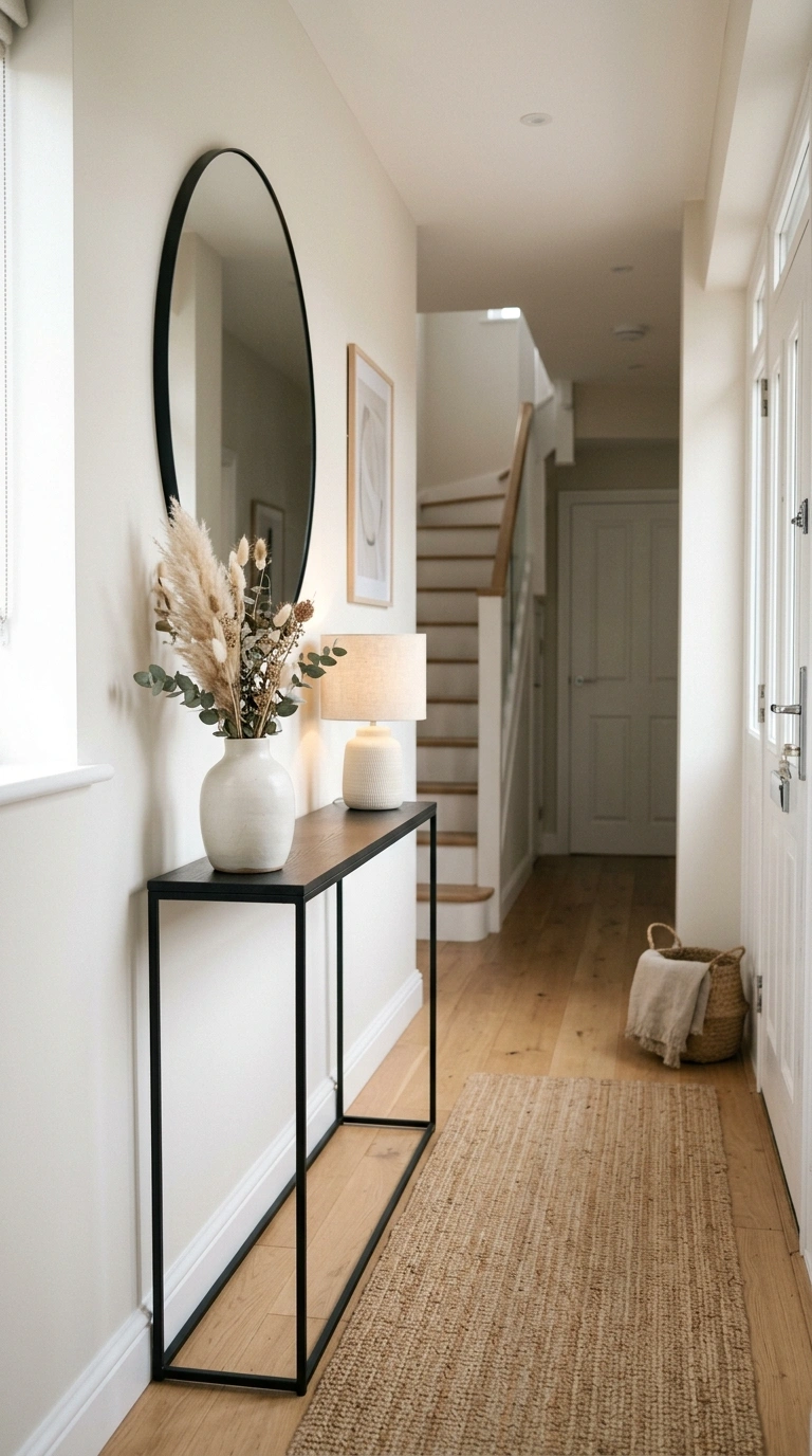 010 Slim Console Table A narrow hallway entryway with