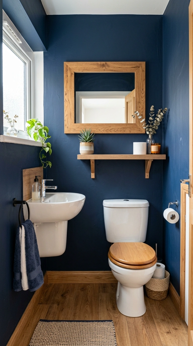 010 Warm Wood Accents A small downstairs toilet with a