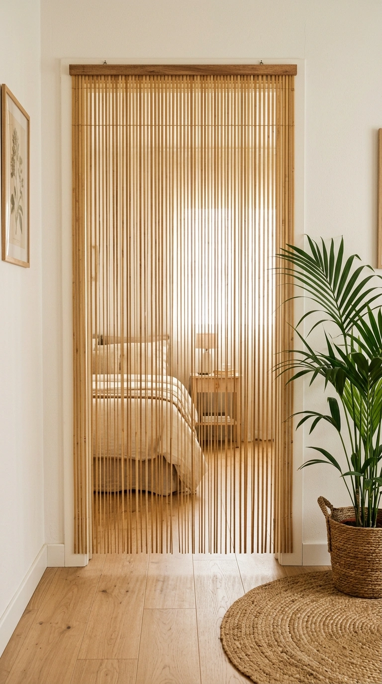 011 Bamboo Strip Curtain A natural bamboo strip curtai
