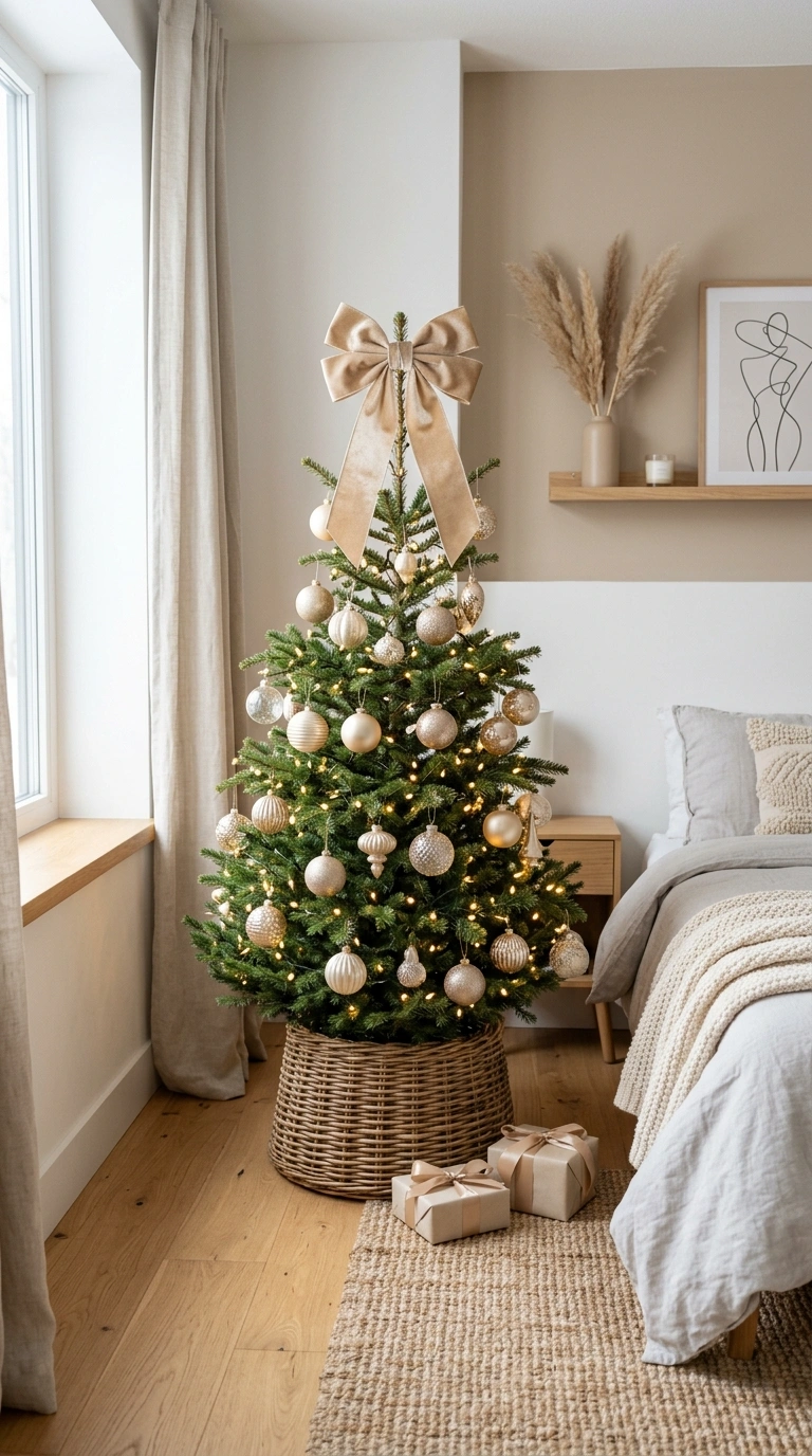 011 Champagne Bauble Tree A small bedroom Christmas tr