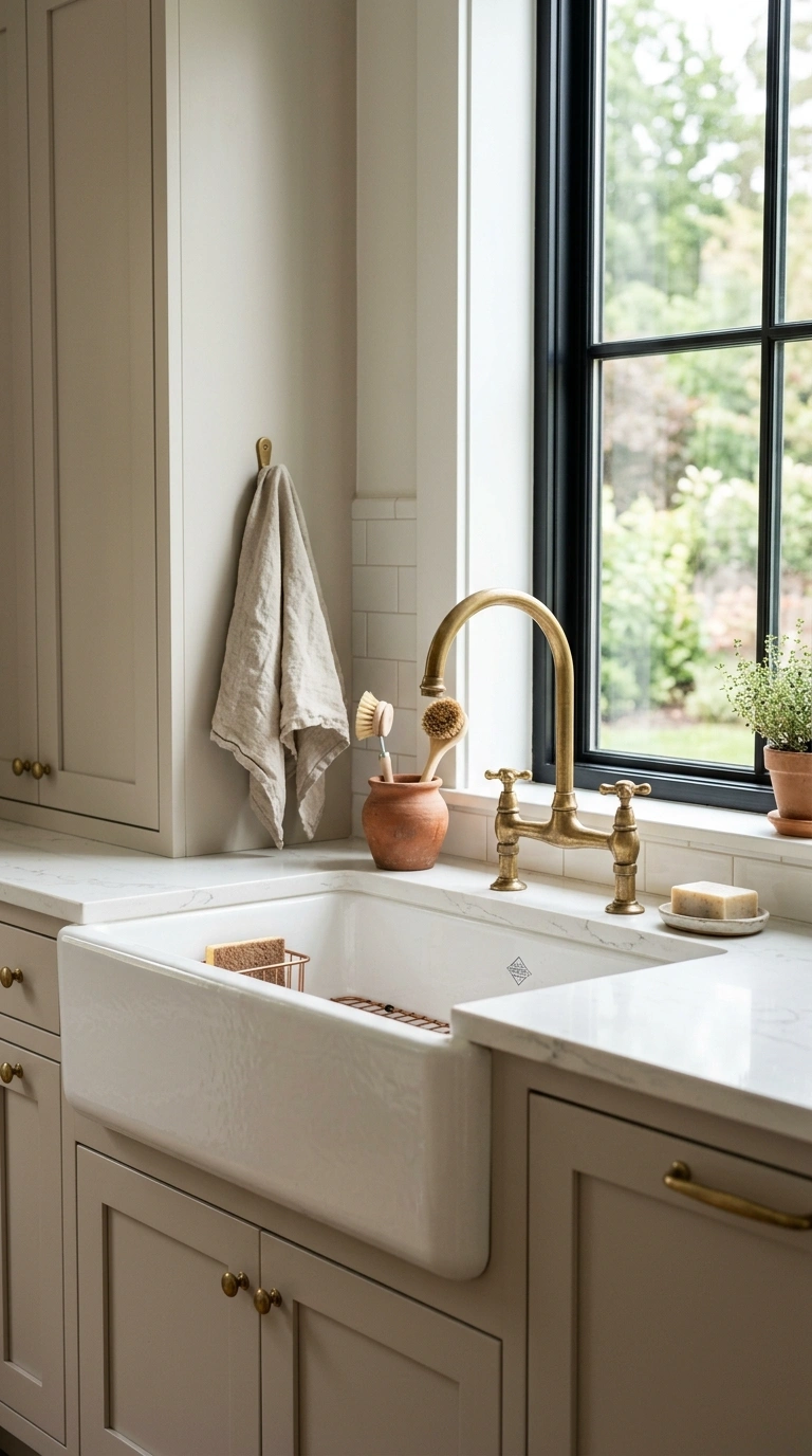 011 Fireclay Apron Sink A large white fireclay apron f