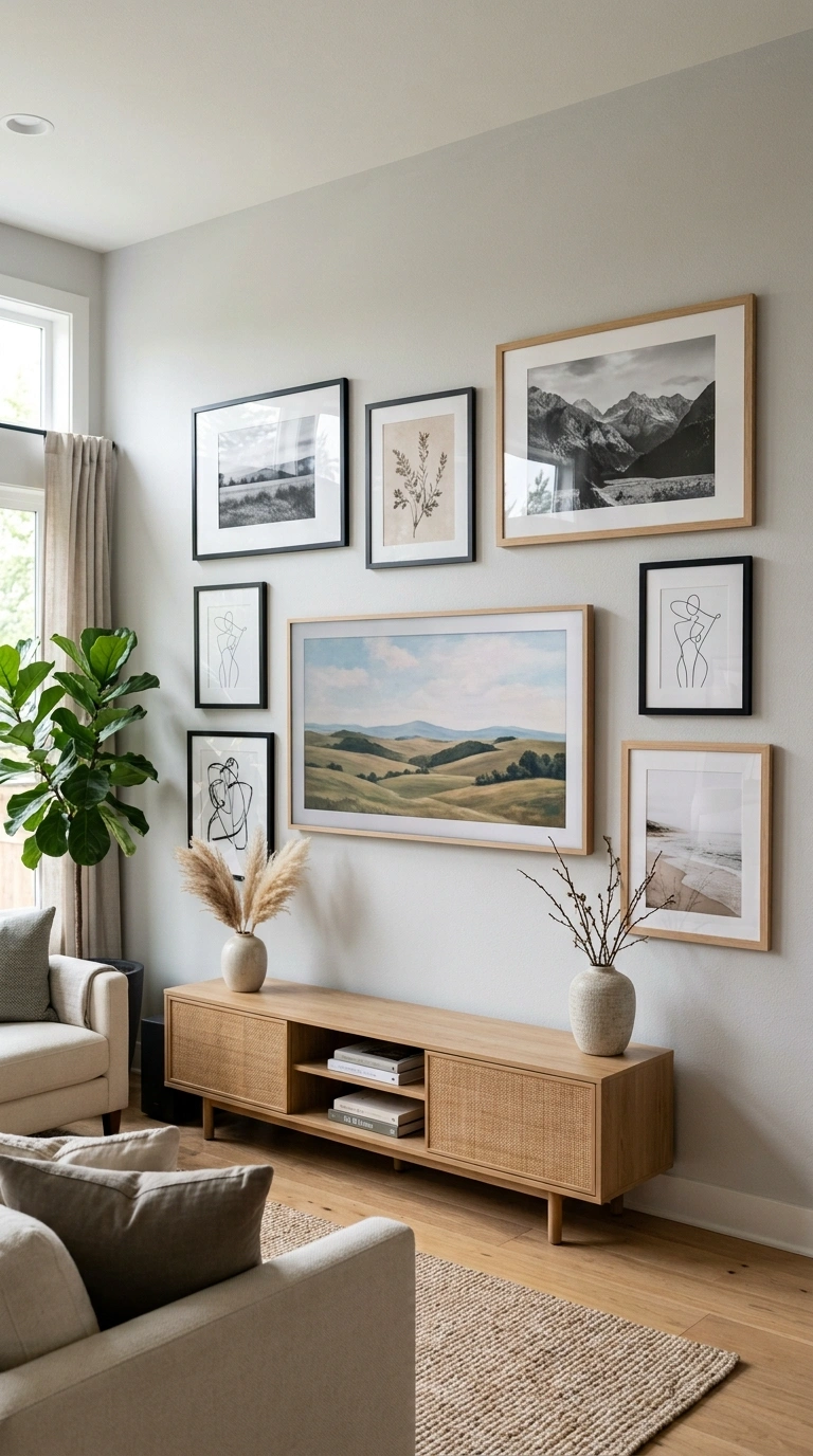 011 Gallery Wall Backdrop A wall mounted television su