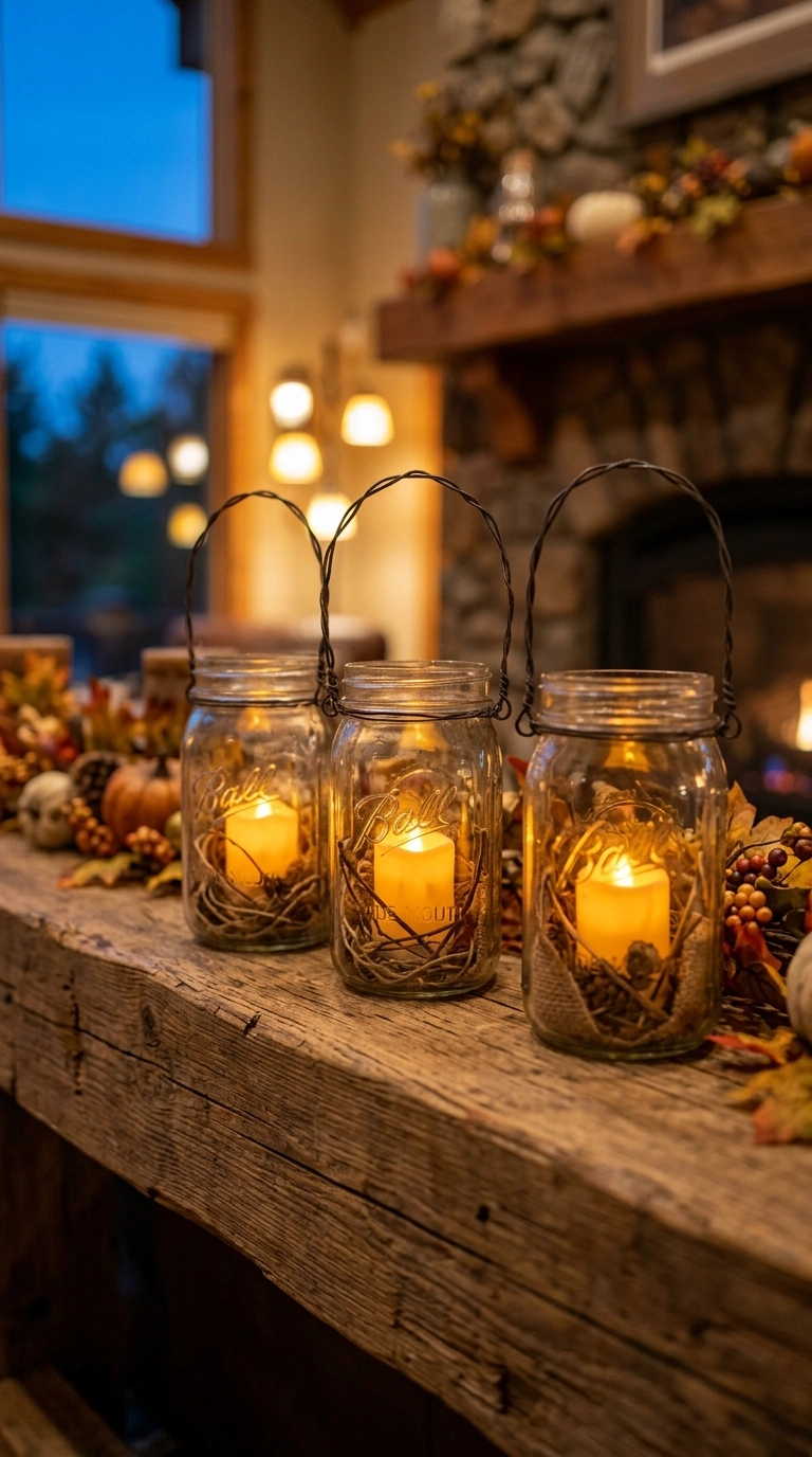 011 Mason Jar Lanterns Three mason jar lanterns wrappe