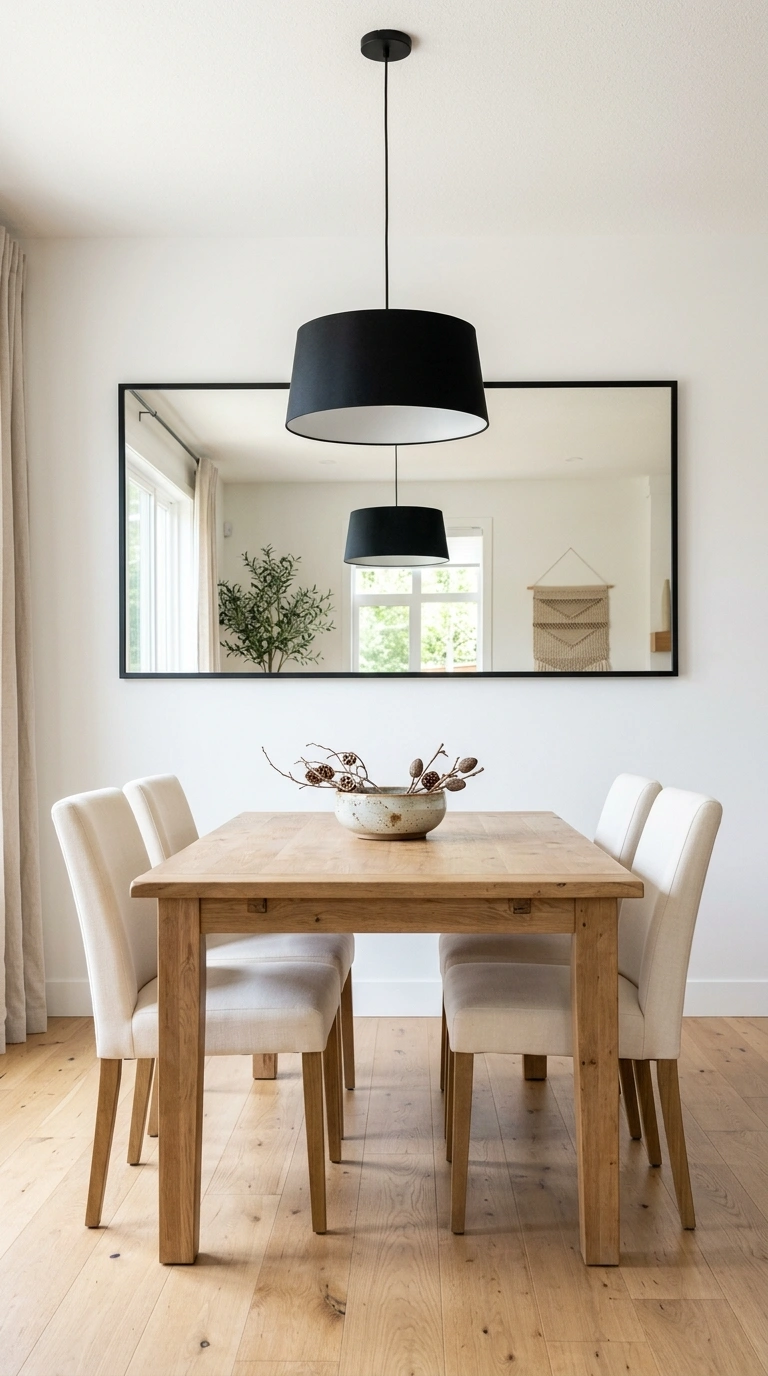 011 Mirror Behind Dining Table A wide horizontal mirro