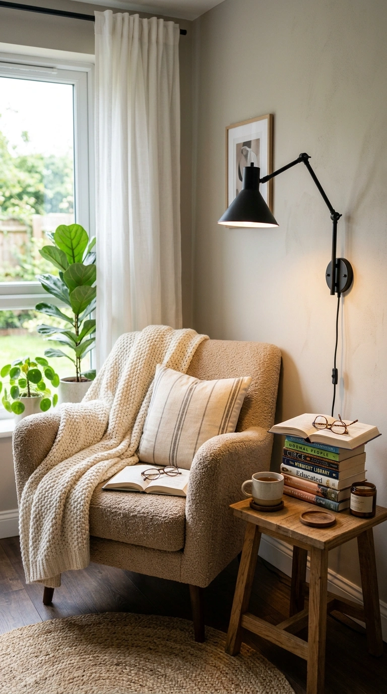 011 Reading Nook Corner A cozy corner chair with a bla 1