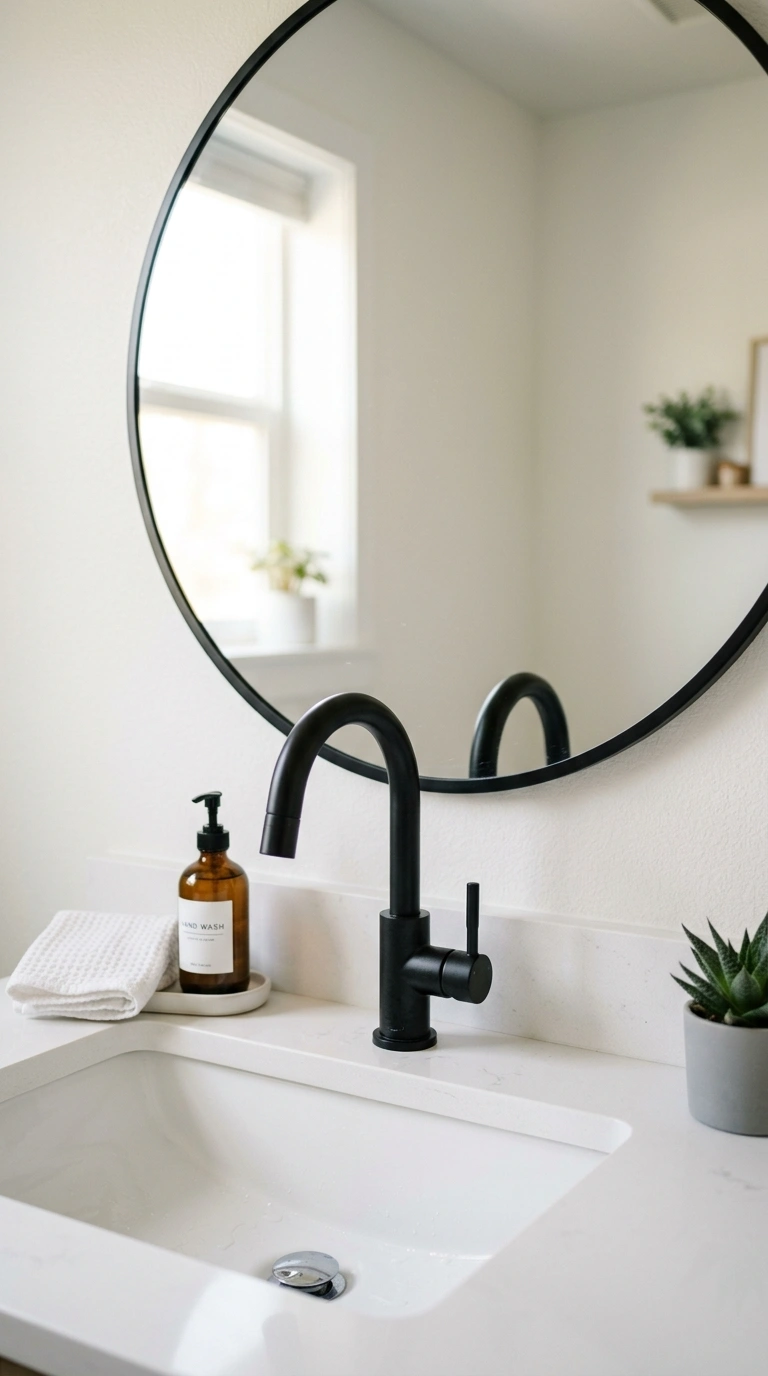 011 Statement Faucet A close up of a matte black goose