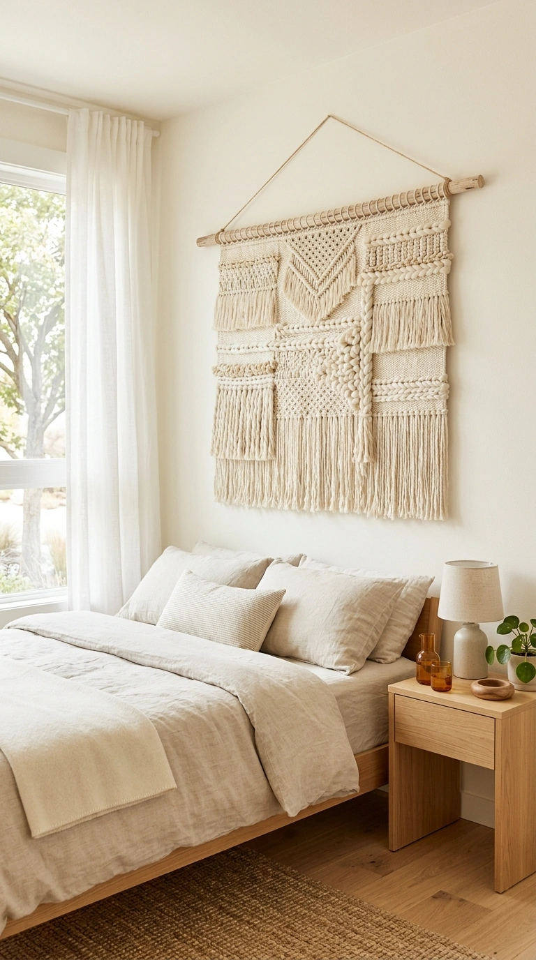 19 Easy Wall Ideas To Make Any Room Look New 12 011 Textile Wall Hanging A large cream woven wall hang