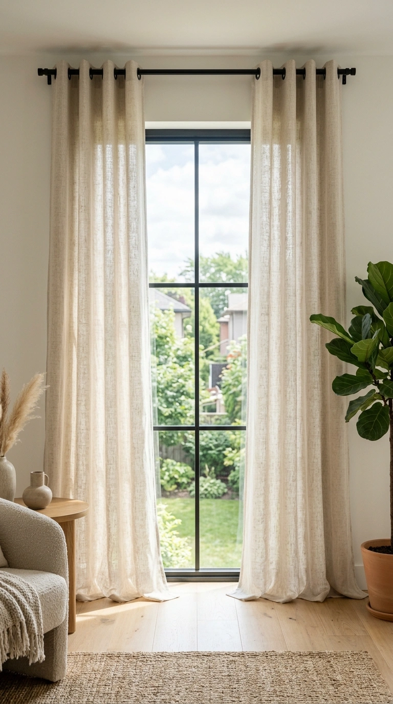 15 Stylish Living Room Trends for 2026 to Inspire Your Next Makeover 12 011 Textured Linen Drapes A living room window with of
