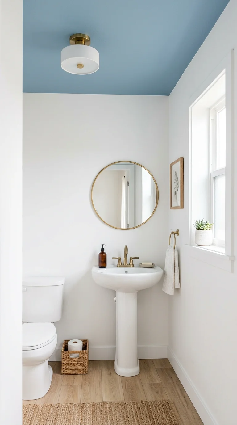 012 Bold Ceiling Paint A small powder room with soft b