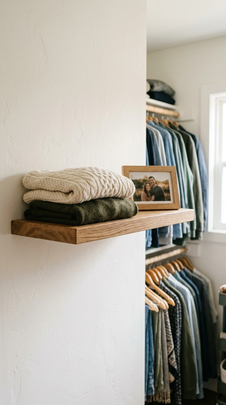 012 Floating Shelf Ledge A single wood floating shelf