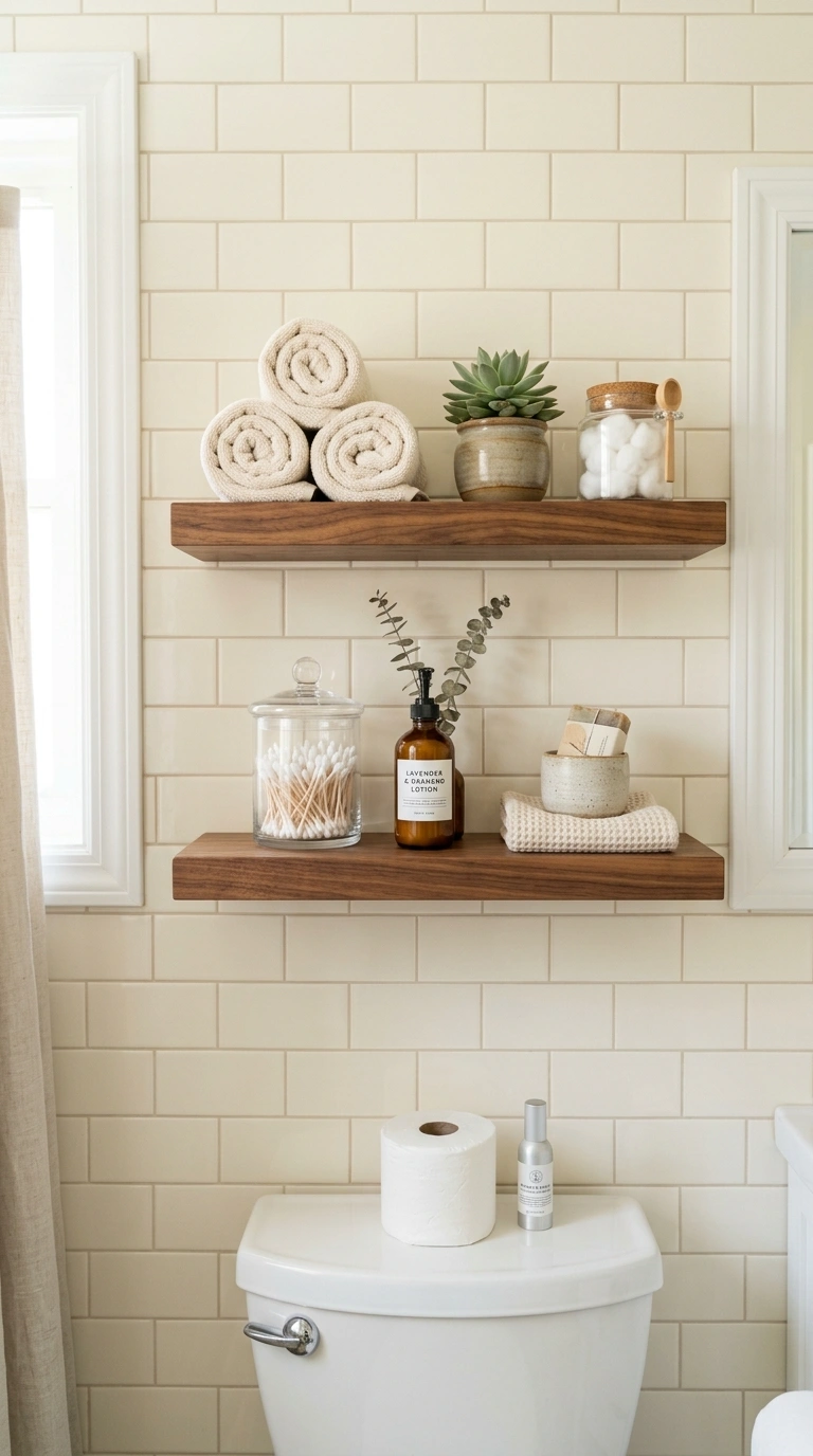 012 Open Wood Shelving Two floating walnut stained she