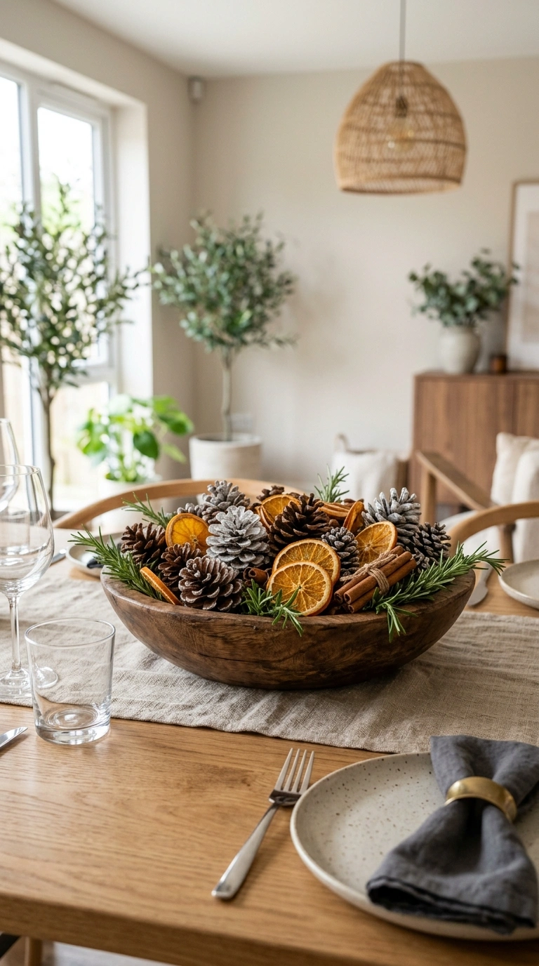 012 Pinecone Centerpiece Bowl A wood table centerpiece
