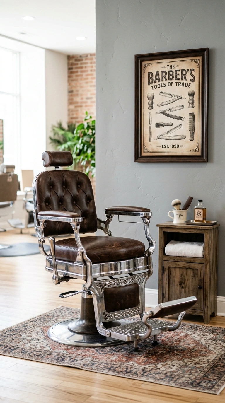 22 Stunning Beauty Salon Interior Design Ideas on a Budget 13 012 Vintage Barber Chairs A barbershop corner of a sal