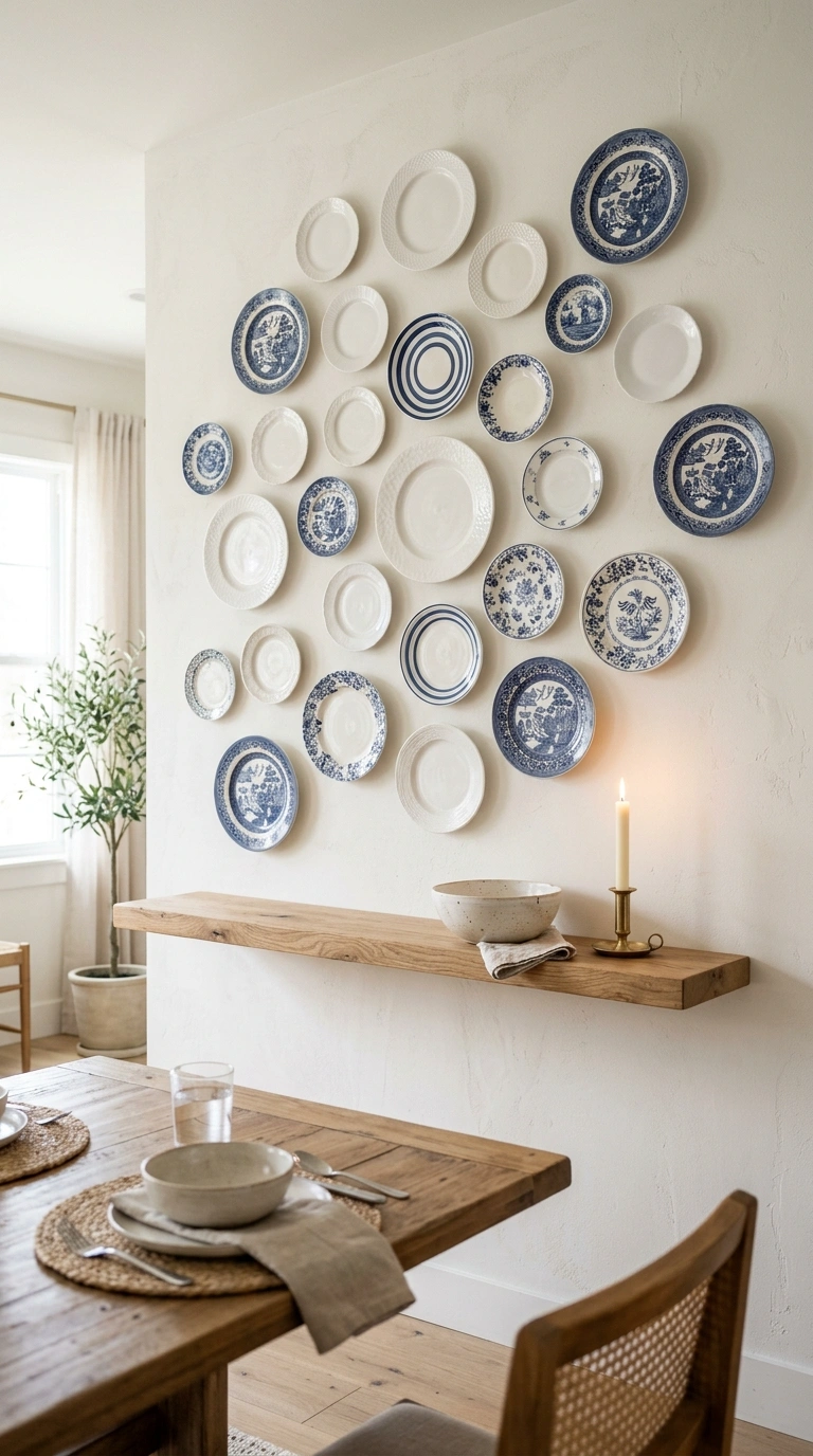 19 Easy Wall Ideas To Make Any Room Look New 13 012 Wall Of Plates A kitchen wall with a loose arrange