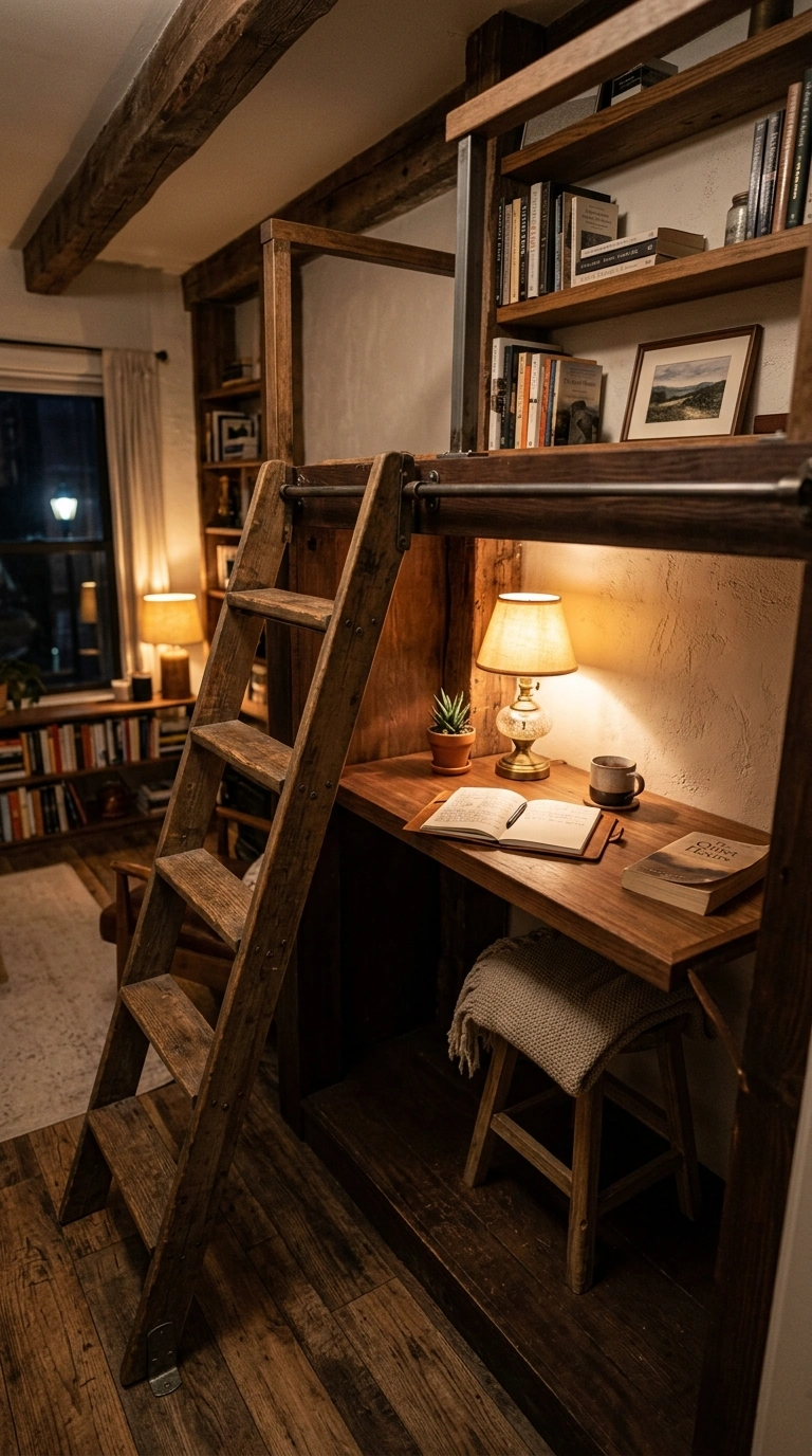 013 13 Loft Ladder Nook A small desk built into a loft