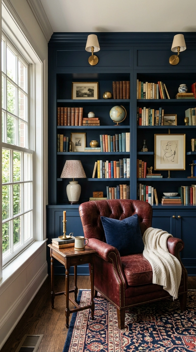 21 Colors That Pair Perfectly With Navy Blue 14 013 13 Navy And Burgundy A den with navy blue built in