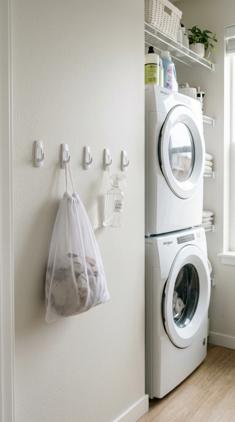 013 Command Hook Storage A narrow laundry closet wall