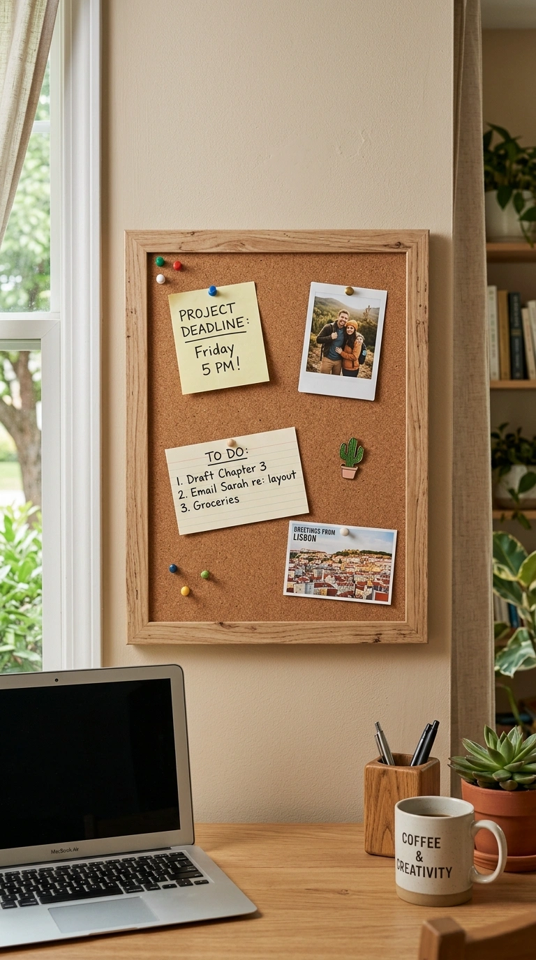 013 Cork Board Wall A natural wood framed cork board m