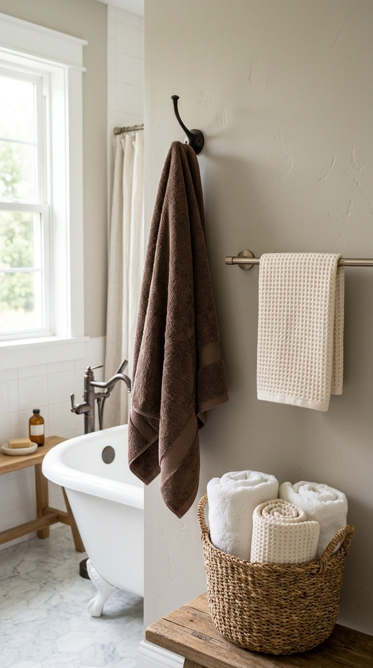 013 Layered Bath Towels A chocolate brown bath towel h