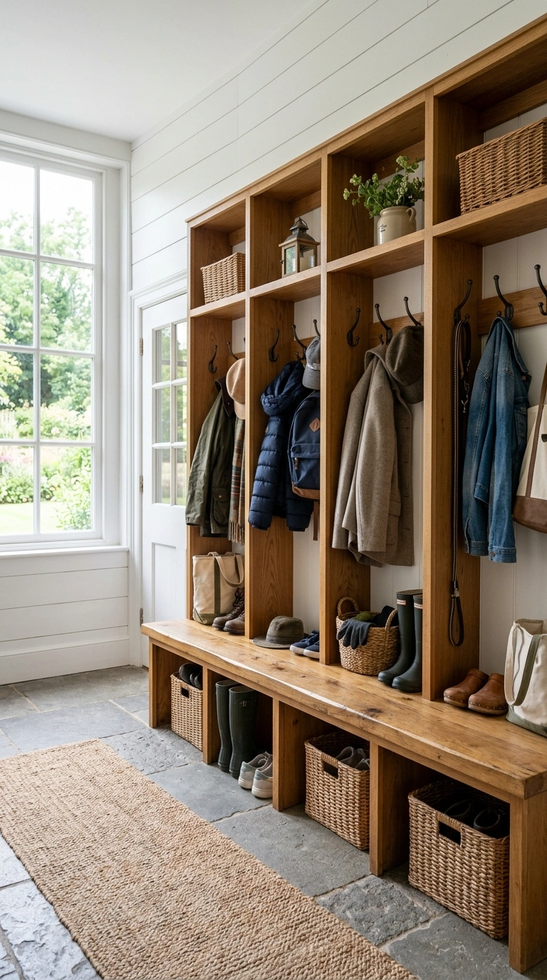 013 Mudroom Built Ins A farmhouse mudroom featuring bu